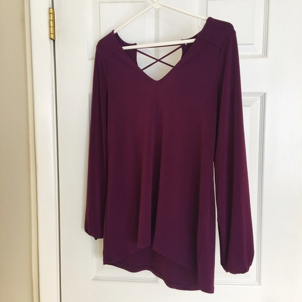 Purple long sleeve blouse from Express
